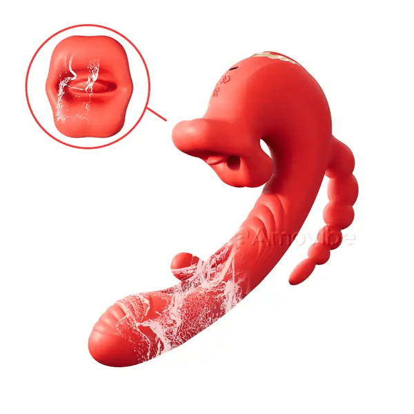 5-in-1 app-gestuurde vibrator met lik-, klap- en zuigmodi