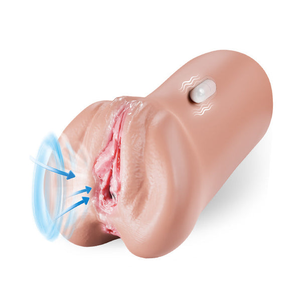 Life-Like Vleeskleurige Masturbator met Vibratie en Zuiging