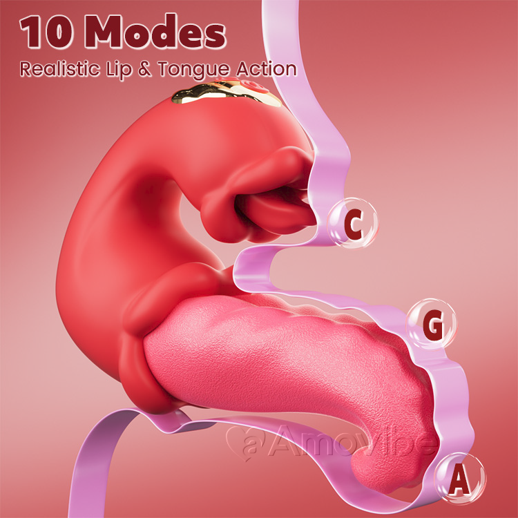 Dual Rose Thrusting G-Spot Vibrator met Tonglikken & Vibratie