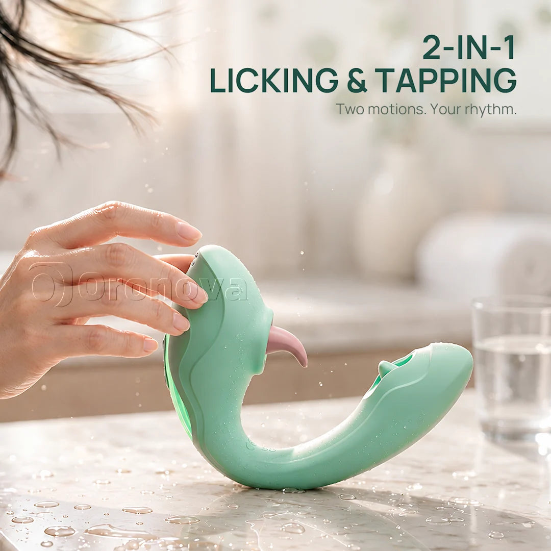 2-in-1 Tongue & Tapping Vibrator – Clitoral Stimulation, 7 Licking & 7 Tapping Modes