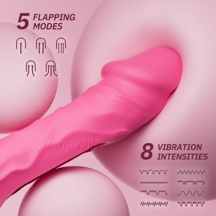 Stotende Dildo Vibrator met Klappende & Vibrerende Patronen (Inclusief Zuignap)
