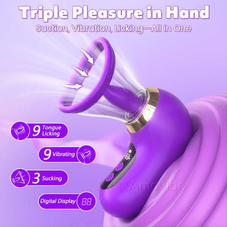 5-in-1 Vibrator met Zuigen, Likken en LCD-bediening