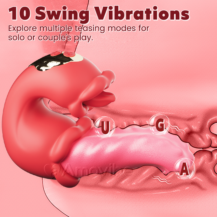 Dual Rose Thrusting G-Spot Vibrator met Tonglikken & Vibratie