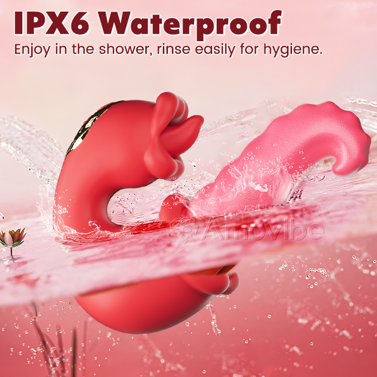 Dual Rose Thrusting G-Spot Vibrator met Tonglikken & Vibratie