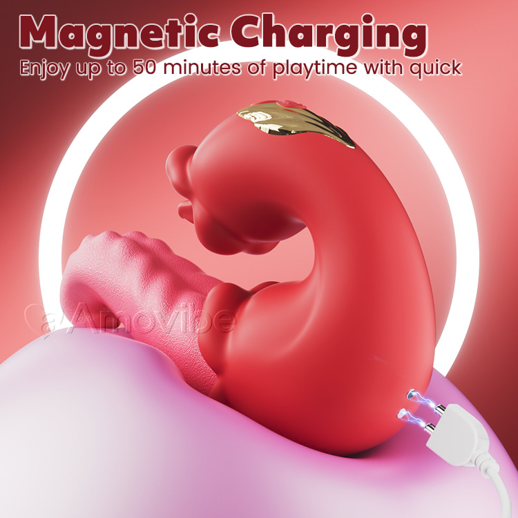 Dual Rose Thrusting G-Spot Vibrator met Tonglikken & Vibratie