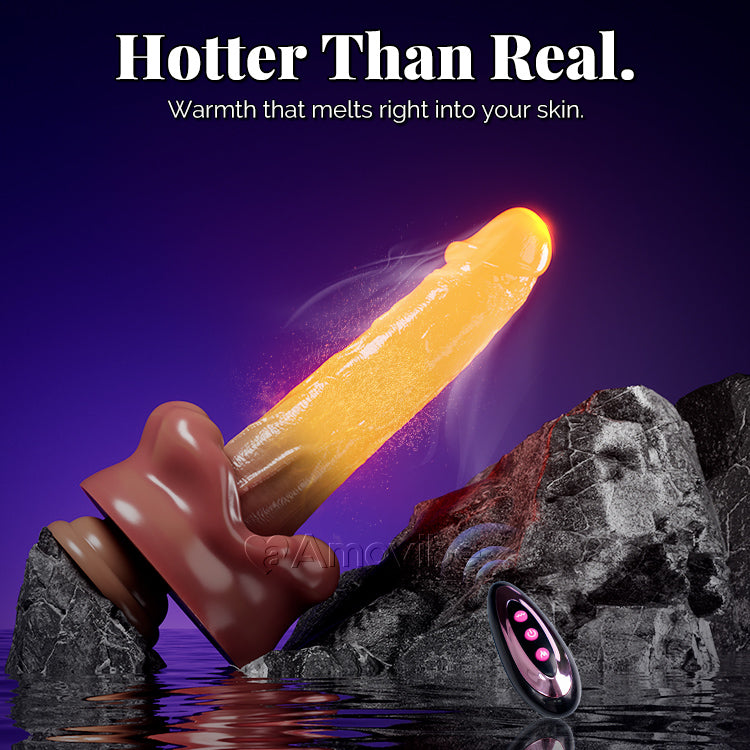 9-inch mond vibrerende dildo met verwarming en afstandsbediening