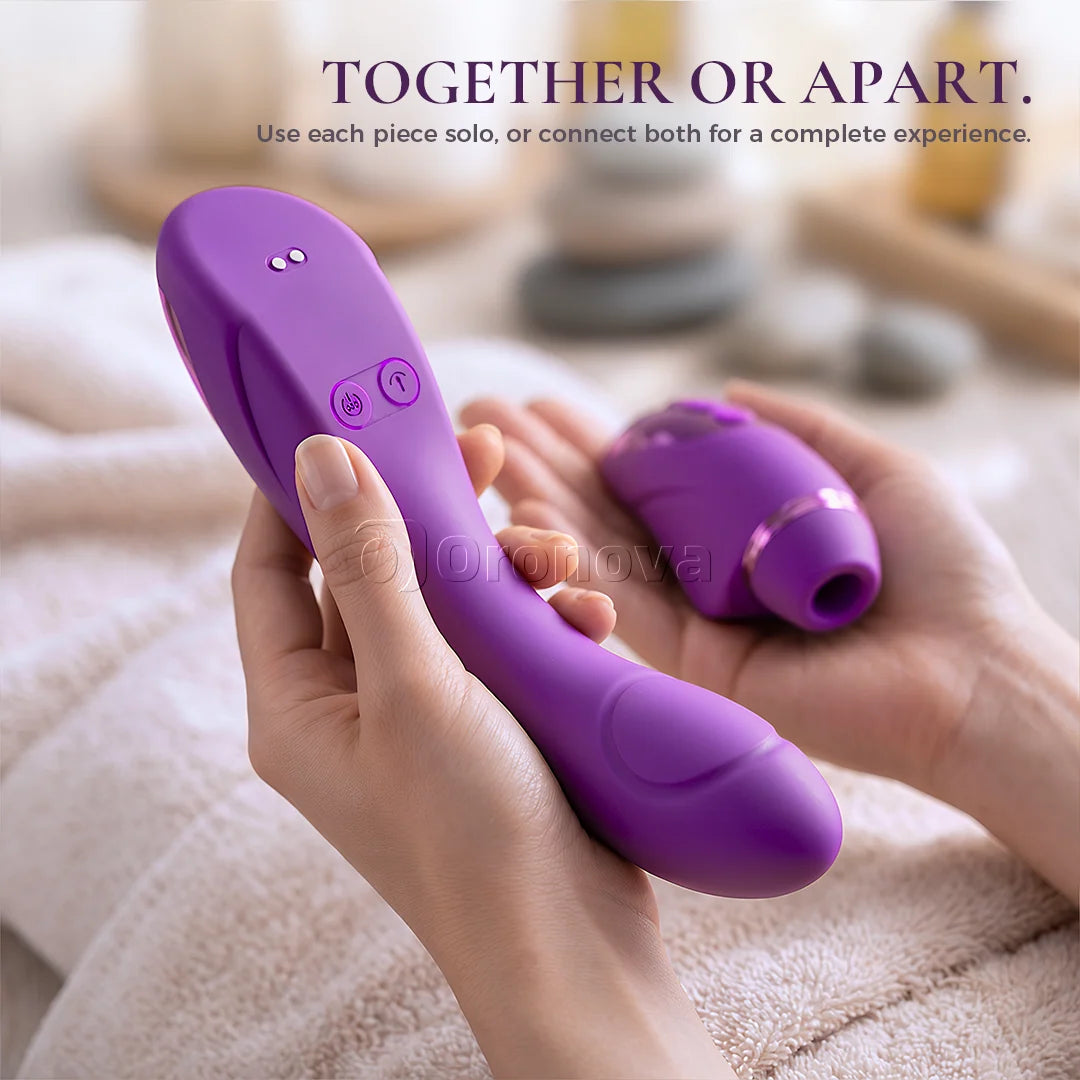 2-in-1 Dual Function Vibrator with 10 Vibration Modes, 10 Tapping Modes & 4 Interchangeable Heads