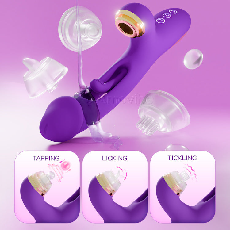 Innovatieve Flapping G-spot Vibrator met Vervangbare Siliconen Hoezen voor Tikkende, Kietelende & Likfunctie