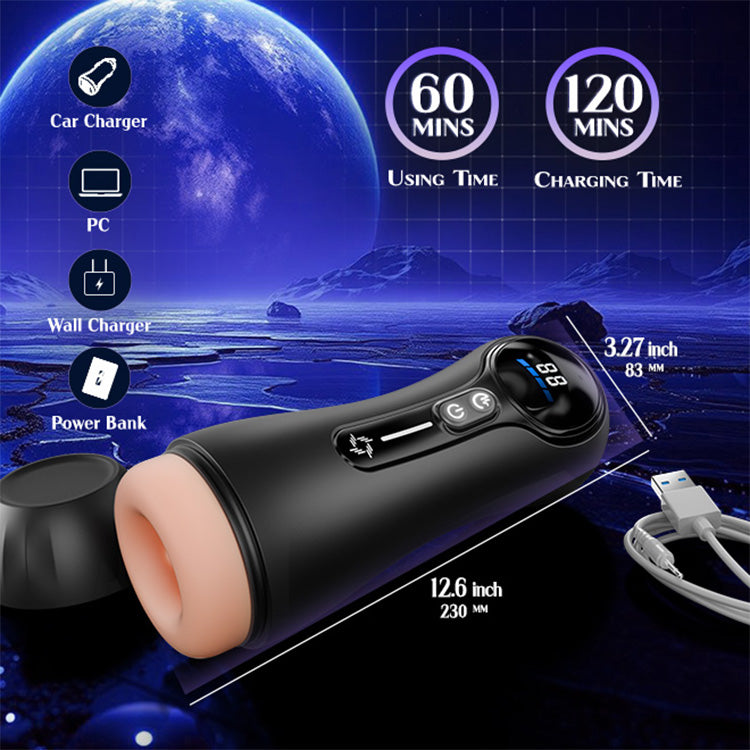 Auto mannelijke masturbator – 4 zuigingen, 9 vibraties, LED-display