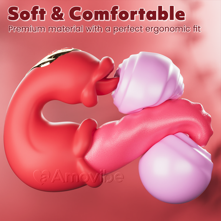 Dual Rose Thrusting G-Spot Vibrator met Tonglikken & Vibratie