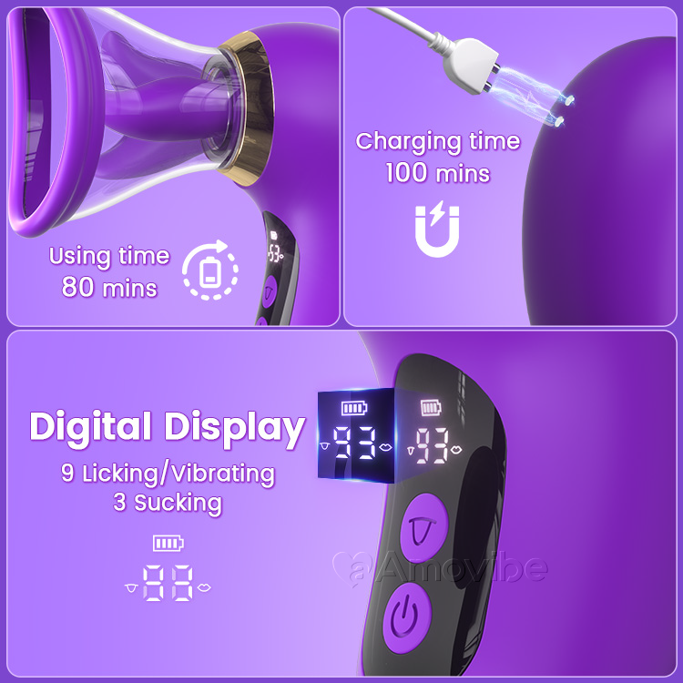 5-in-1 Vibrator met Zuigen, Likken en LCD-bediening