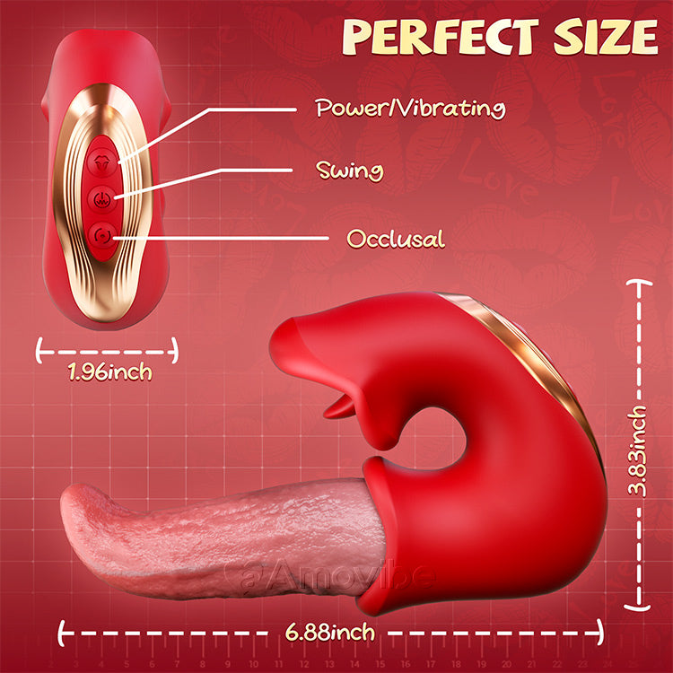 3 in 1 dildo vibrator - met G-spot, clitoris en tong, waterdicht
