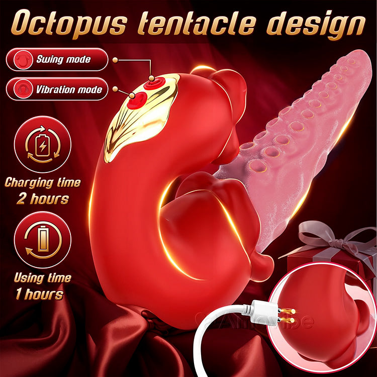 2-in-1 Octopus Vibrator met Plagerige Tong en 10 Trilmodes